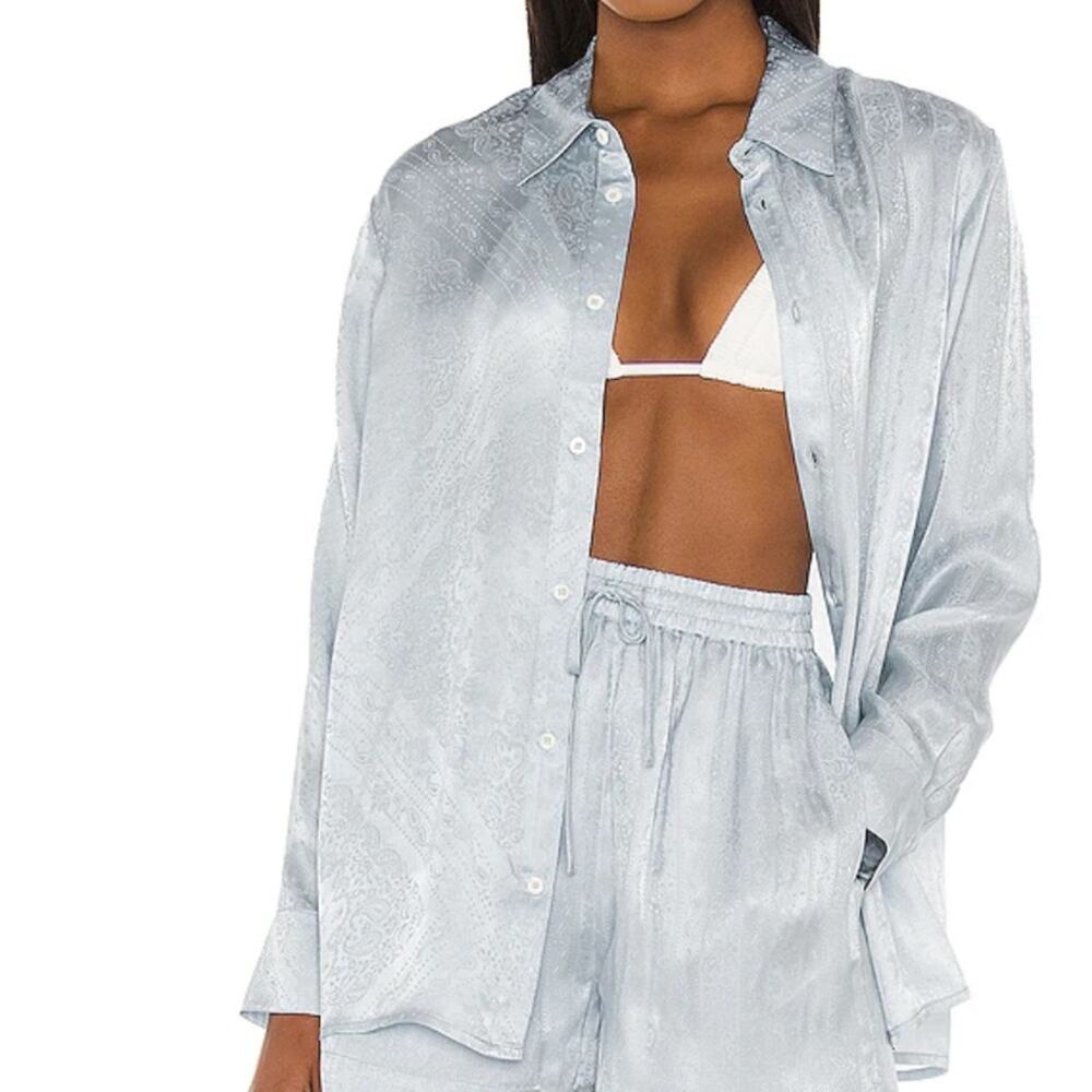 Revolve - Tell Your Friends Long Sleeve Shirt in Yvette Print 100% Silk Size M